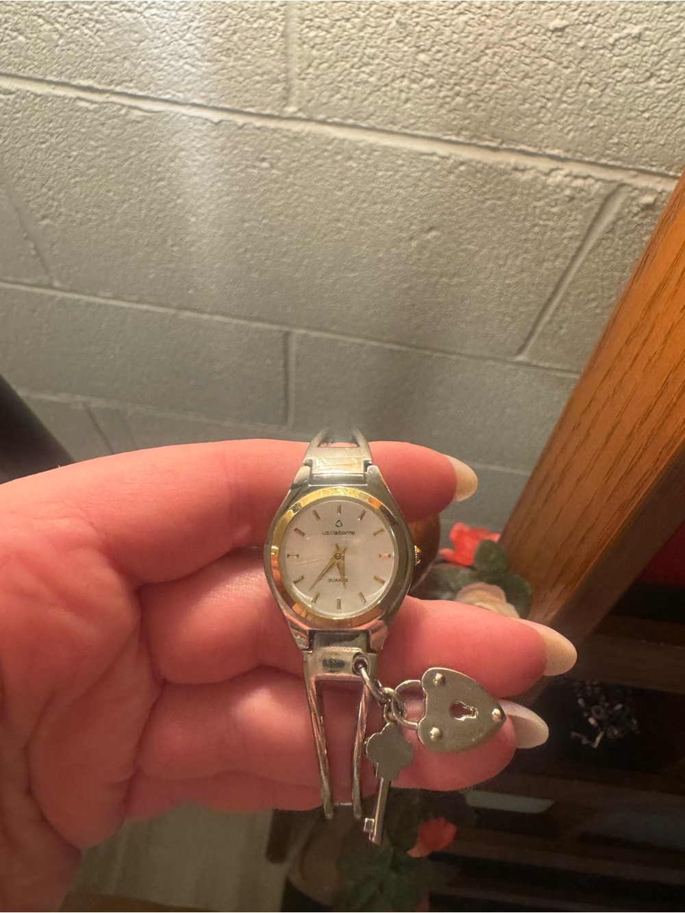 Liz Claiborne Two-Tone Charm Bracelet Watch - Silver & Gold